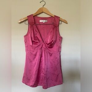 Trina Turk Barbiecore Barbie core  Pink Plunge Silk Top size P